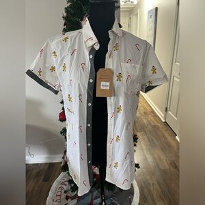 Free Planet Gingerbread/Candy Cane Button Down